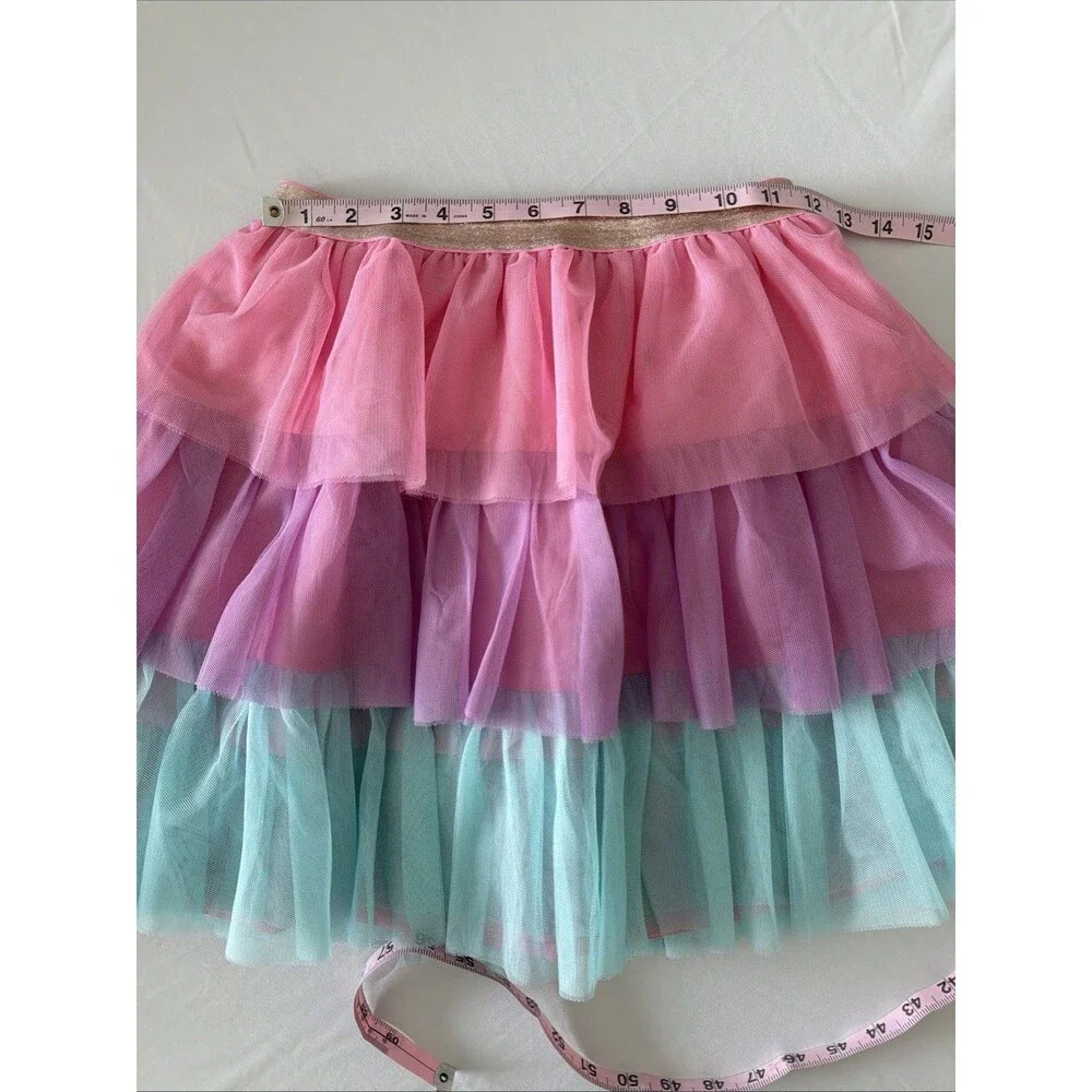 Gymboree Ruffle Tulle Tutu Skirt Girls Sz 12 Birthday Tiered Pink Purple Teal